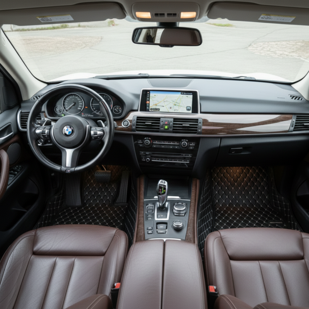 Black & White Stitching Custom Car Floor Mats