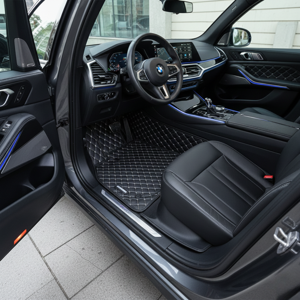 Black & Beige Stitching Custom Car Floor Mats