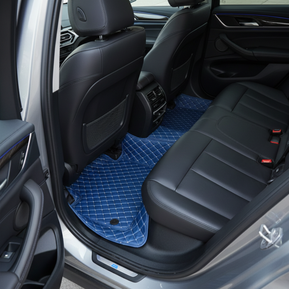 Blue Custom Car Floor Mats - Diamond Stitching