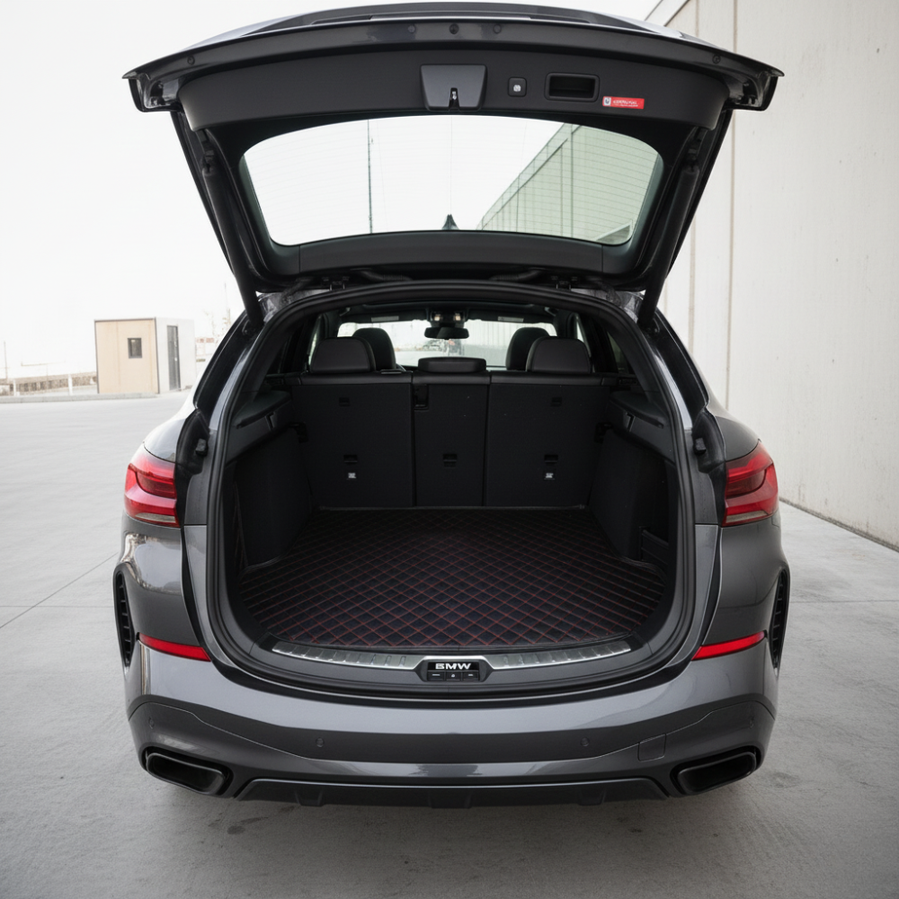 Black & Red Stitching Custom Car Trunk Mats