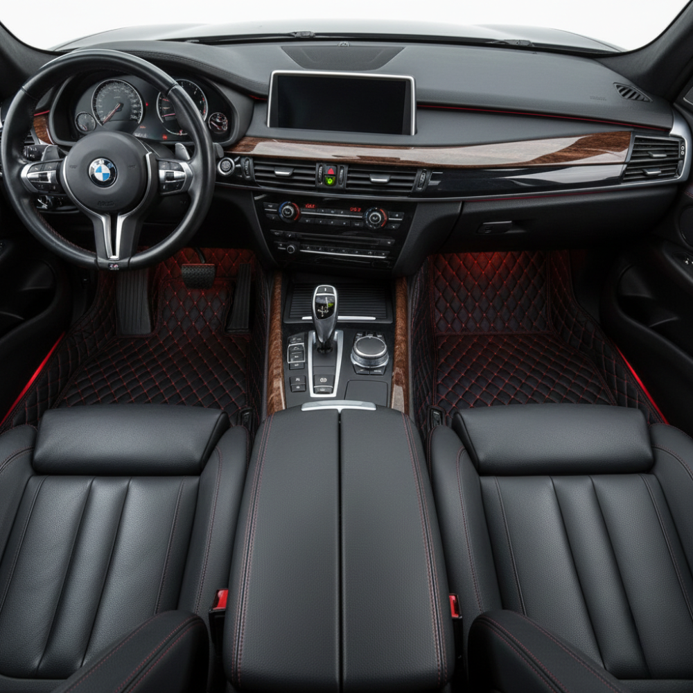 Black & Red Stitching Custom Car Floor Mats