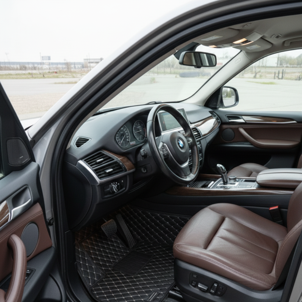 Black & White Stitching Custom Car Floor Mats